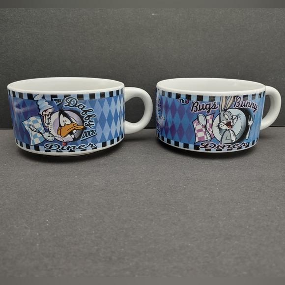 Bugs Bunny & Daffy Duck Soup Bowl set of 2 Soup Bowls Warner Bros 1998 - Picture 11 of 12